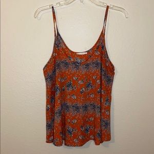 Lush Orange Floral Tank Top